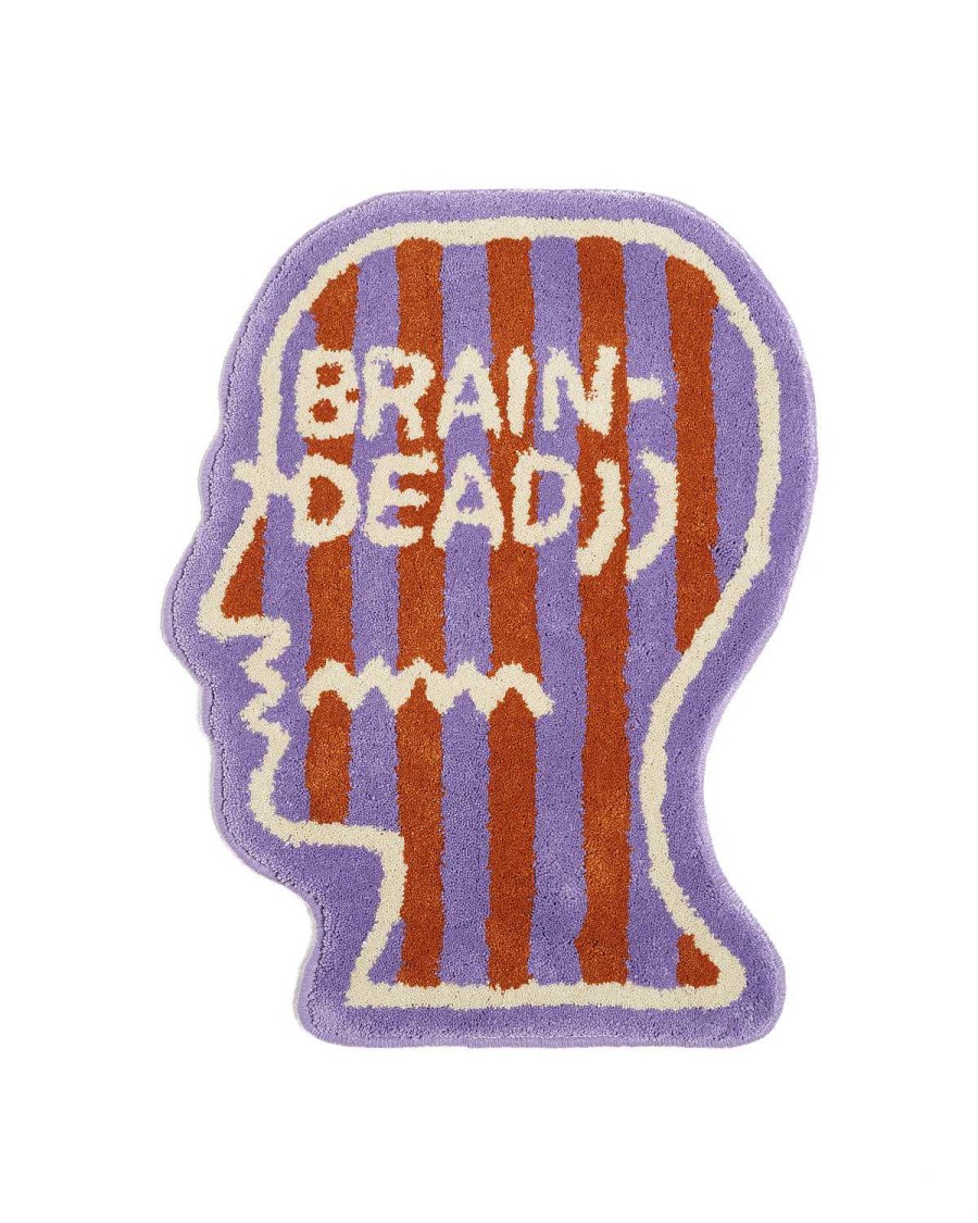 Tapijt | Brain Dead Logo Head Striped Rug Purple