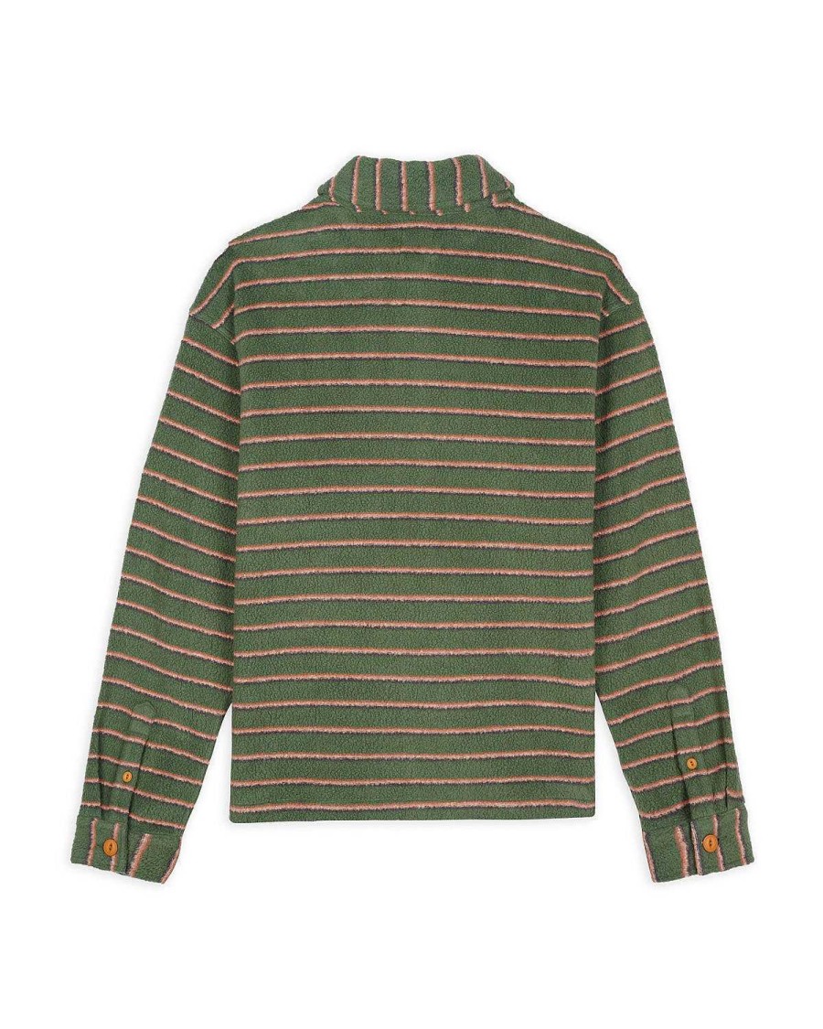 Shirt | Brain Dead Striped Micro Sherpa Overshirt Green/Multi