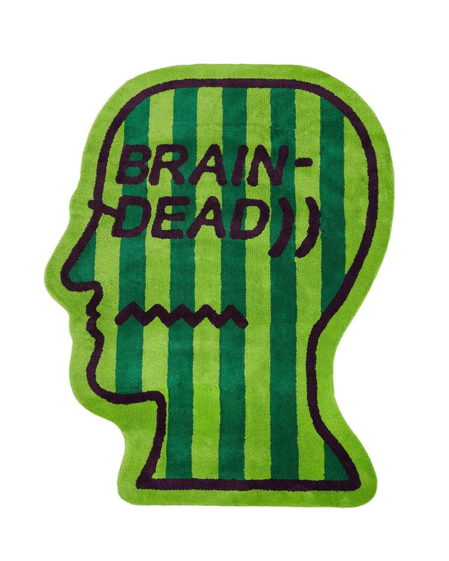 Tapijt | Brain Dead Logo Head Striped Rug 6Ft Green