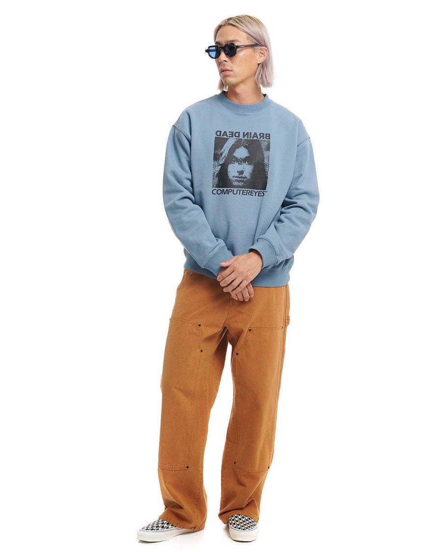 Sweatshirt | Brain Dead Computer Eyes Crewneck Sweatshirt Light Blue