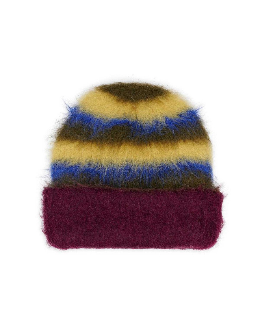 Hoed | Brain Dead Boxy Stripe Knit Beanie Yellow Multi