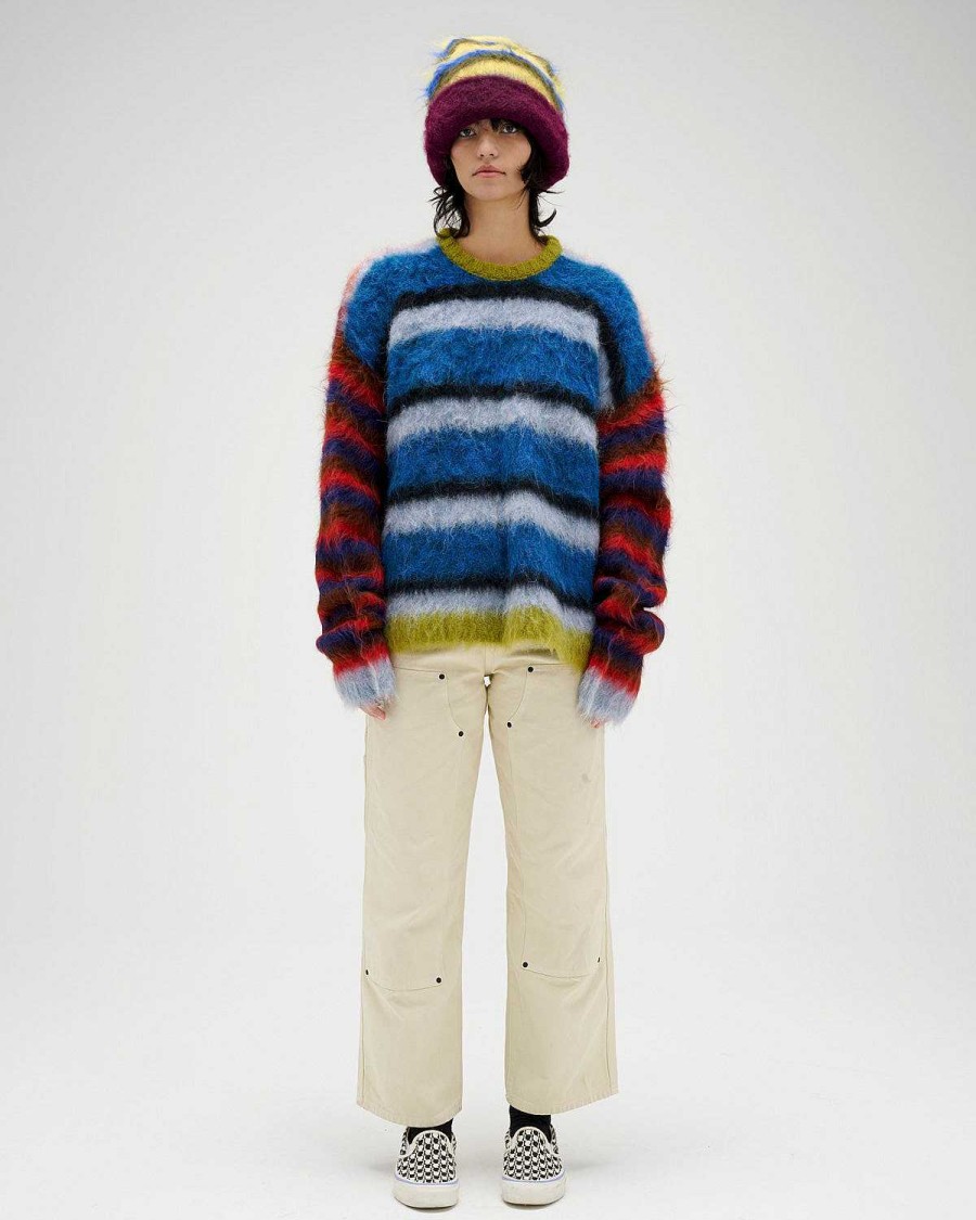 Trui | Brain Dead Blurry Lines Alpaca Crewneck Sweater Multi