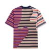 T-Shirt | Brain Dead 92 Organic Paneled Striped Short Sleeve Multi Navy