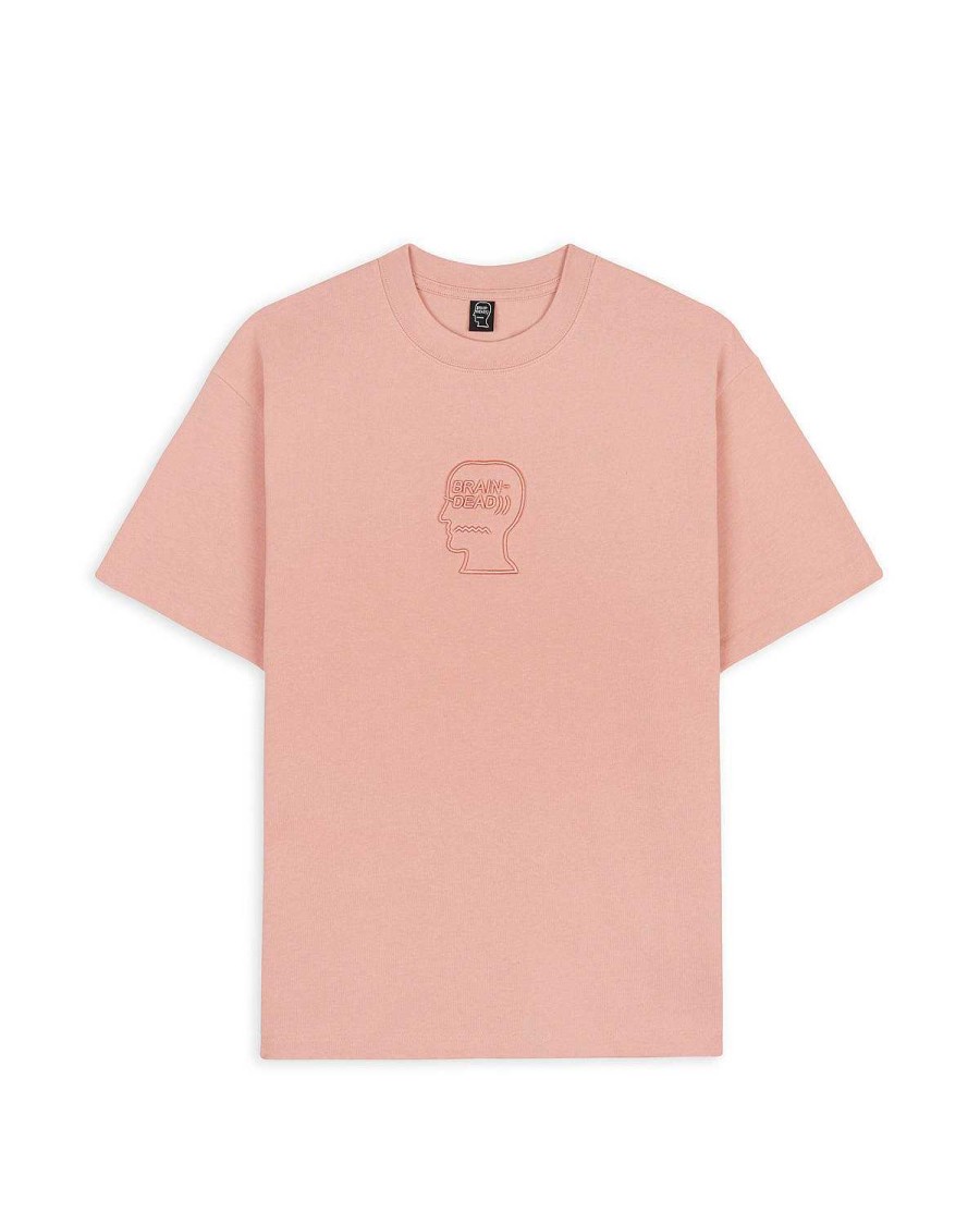 T-Shirt | Brain Dead 3D Embroidered Logohead Heavy Weight T-Shirt Peach