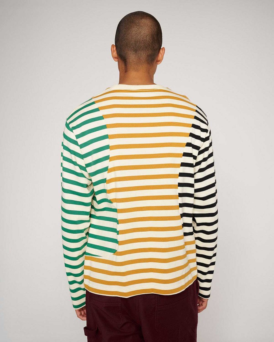 Lange Mouw | Brain Dead Organic Paneled Stripe Long Sleeve T-Shirt Cream Multi