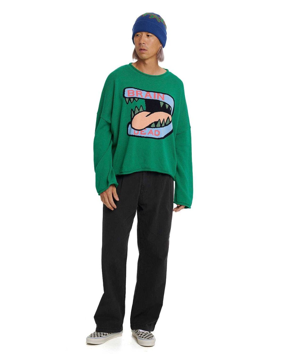 Trui | Brain Dead Big Bite Oversized Cropped Boxy Sweater Green