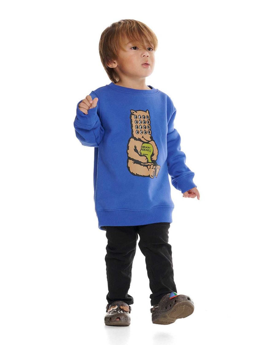 Sweatshirt | Brain Dead Bear Brain Kids Crewneck Sweatshirt Blue