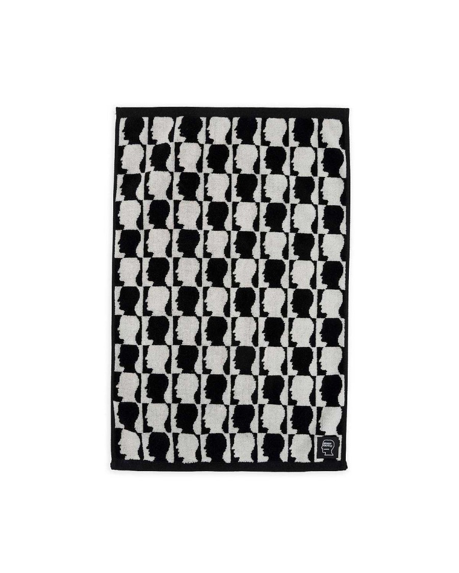 Handdoek | Brain Dead Checkered Logo Head Hand Towel Black