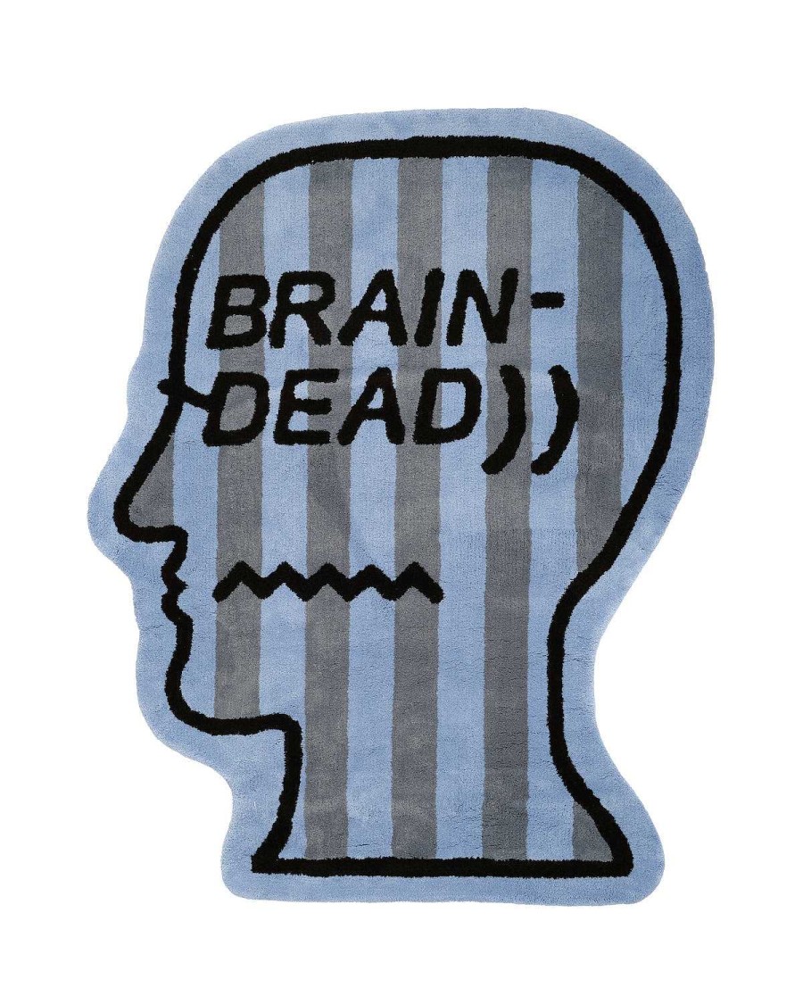 Tapijt | Brain Dead Logo Head Striped Rug 6Ft Blue