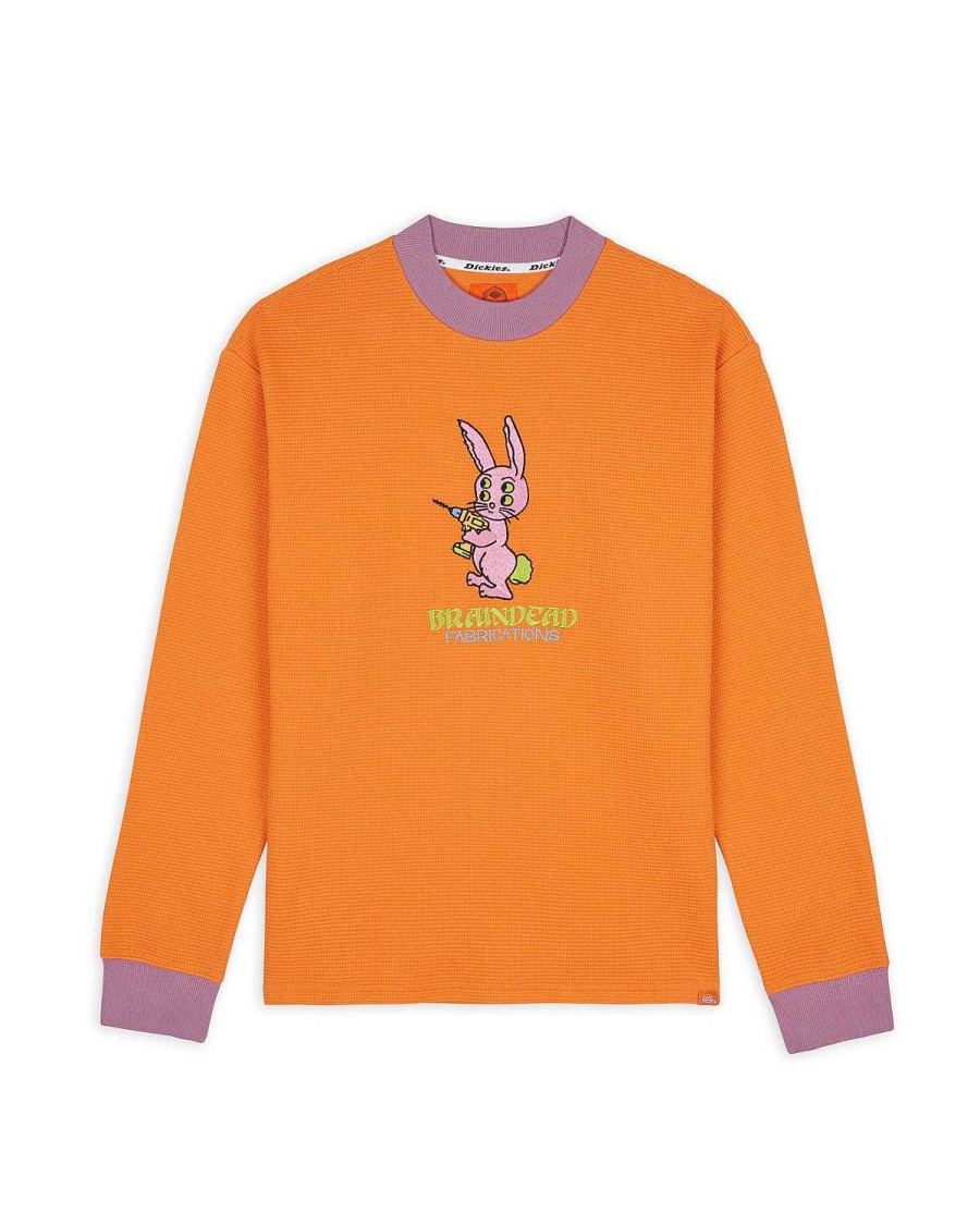 Lange Mouw | Brain Dead Dickies Bunny Drill Embroidered Waffle Mockneck Long Sleeve Burnt Orange