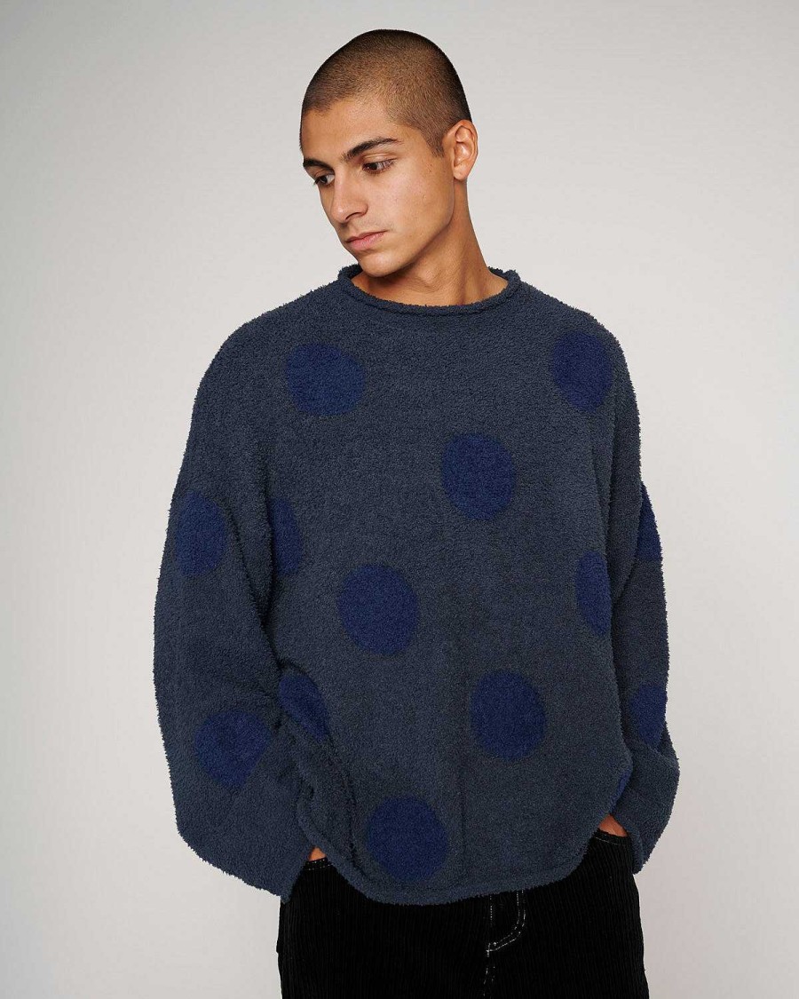 Trui | Brain Dead Teddy Fur Dot Knit Sweater Navy