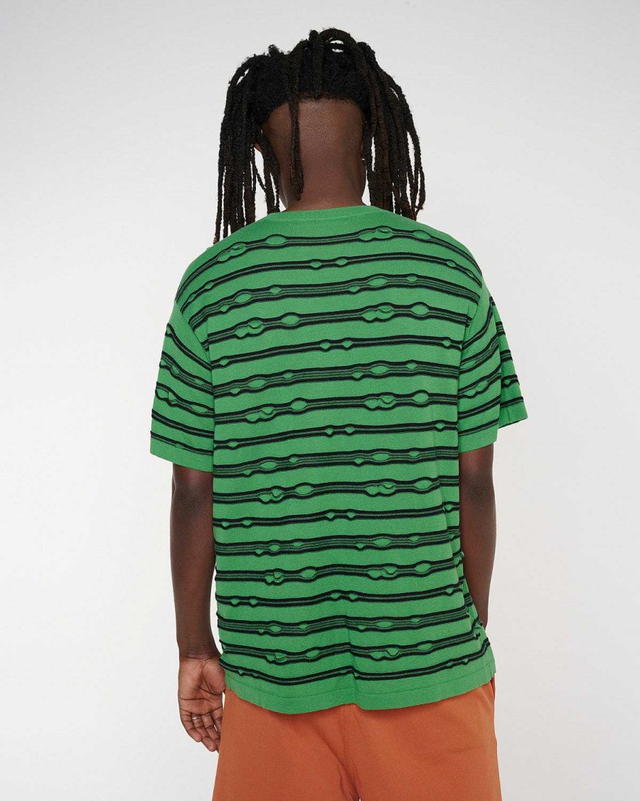 T-Shirt | Brain Dead Puckered Striped T-Shirt Kelly Green