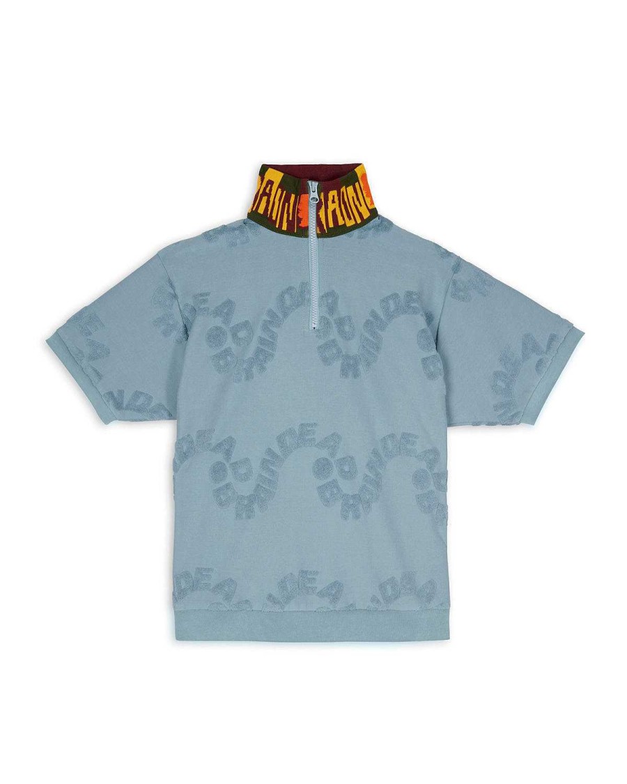 Shirt | Brain Dead Link Burnout Mock Neck Light Blue Multi