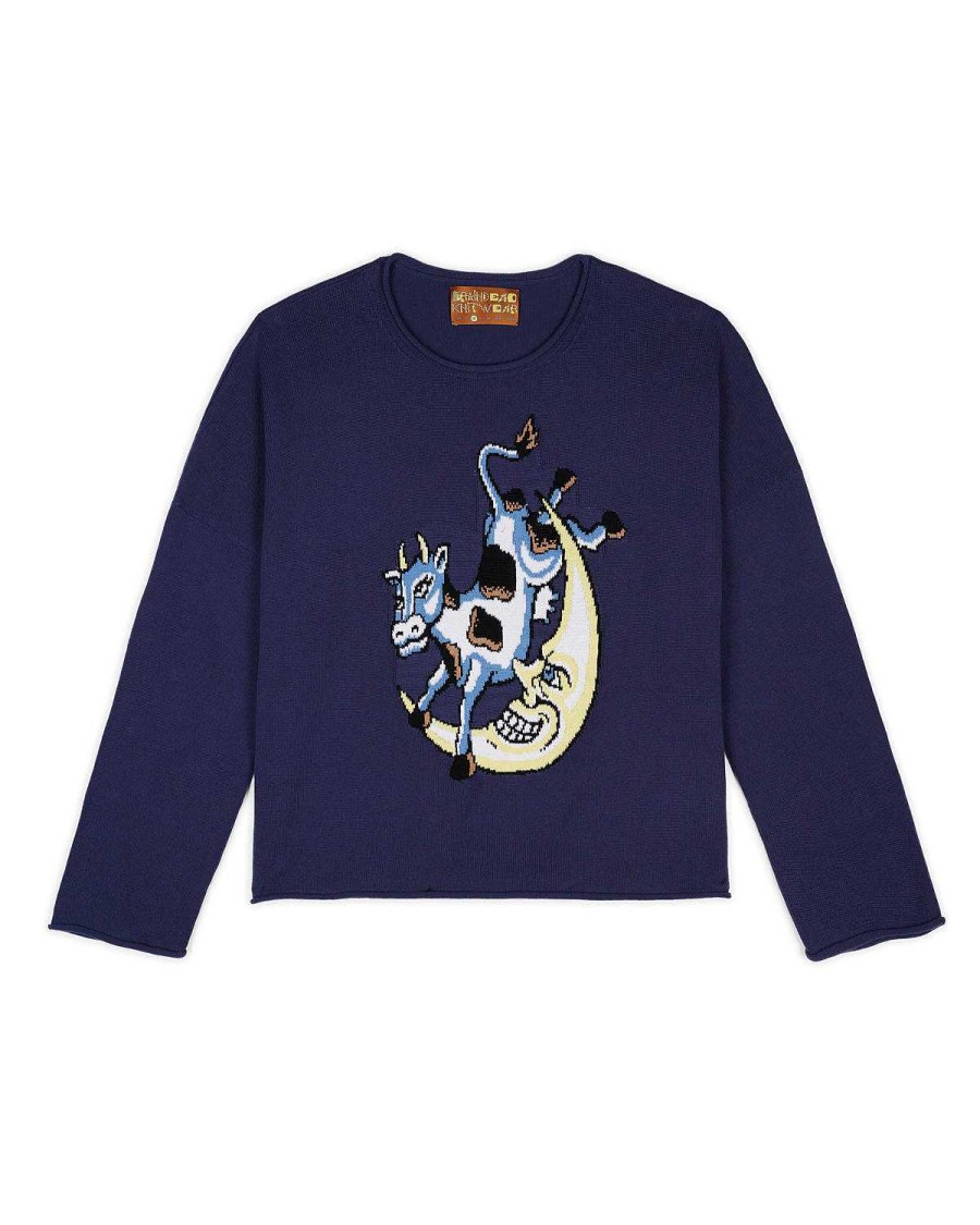 Trui | Brain Dead Diddle Cropped Sweater Navy