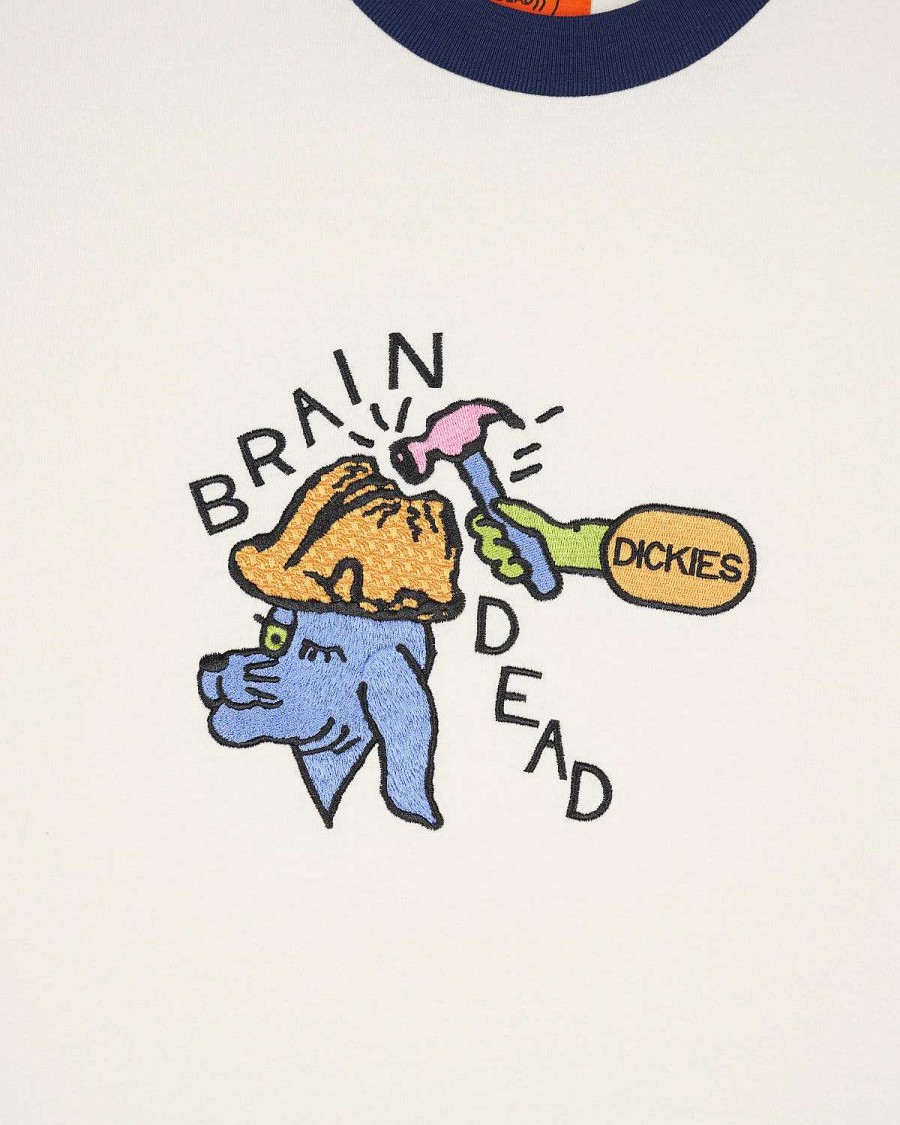 T-Shirt | Brain Dead Dickies Hard Hat Embroidered Ringer T-Shirt Whisper White