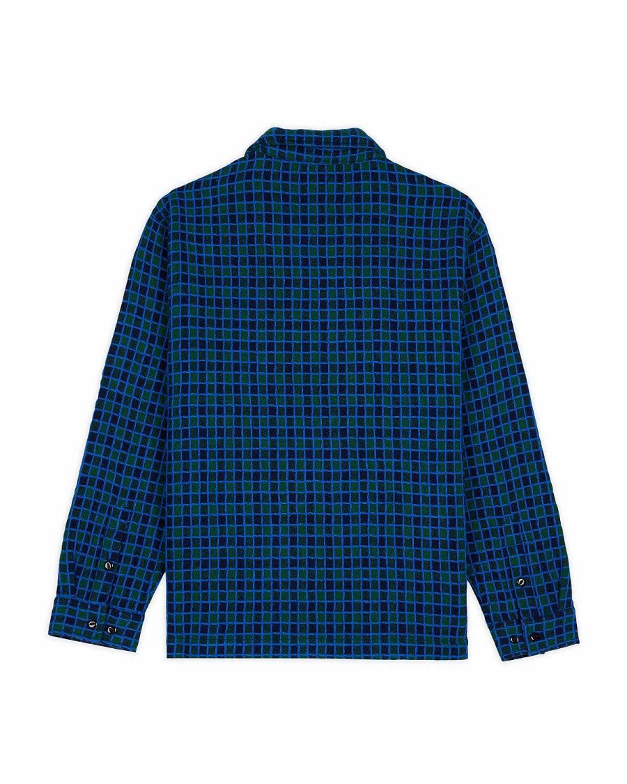 Shirt | Brain Dead Check Mate Flannel Zip Shirt Navy