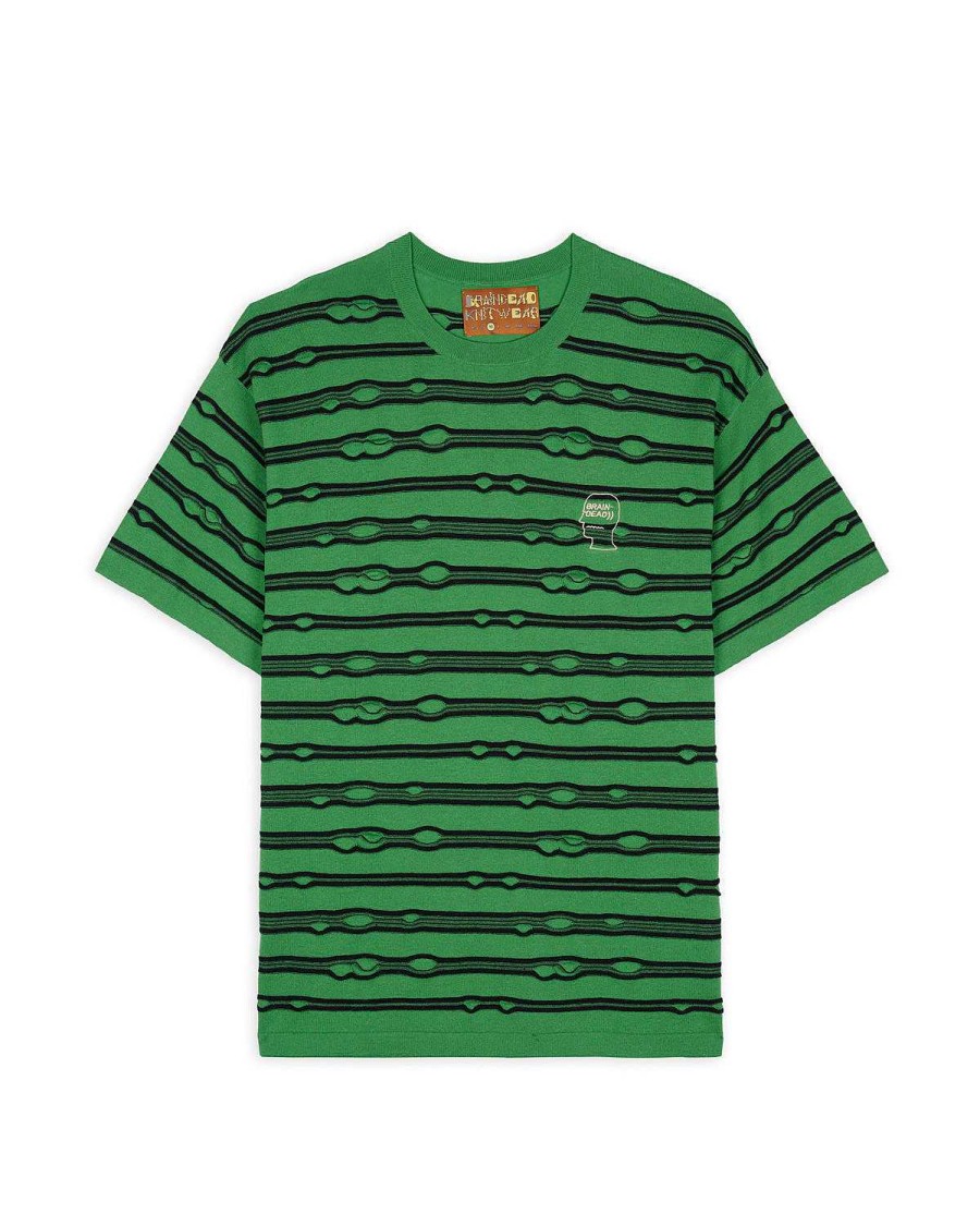 T-Shirt | Brain Dead Puckered Striped T-Shirt Kelly Green