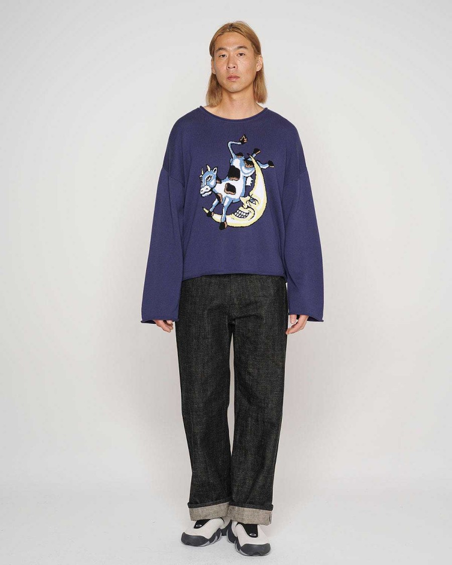 Trui | Brain Dead Diddle Cropped Sweater Navy