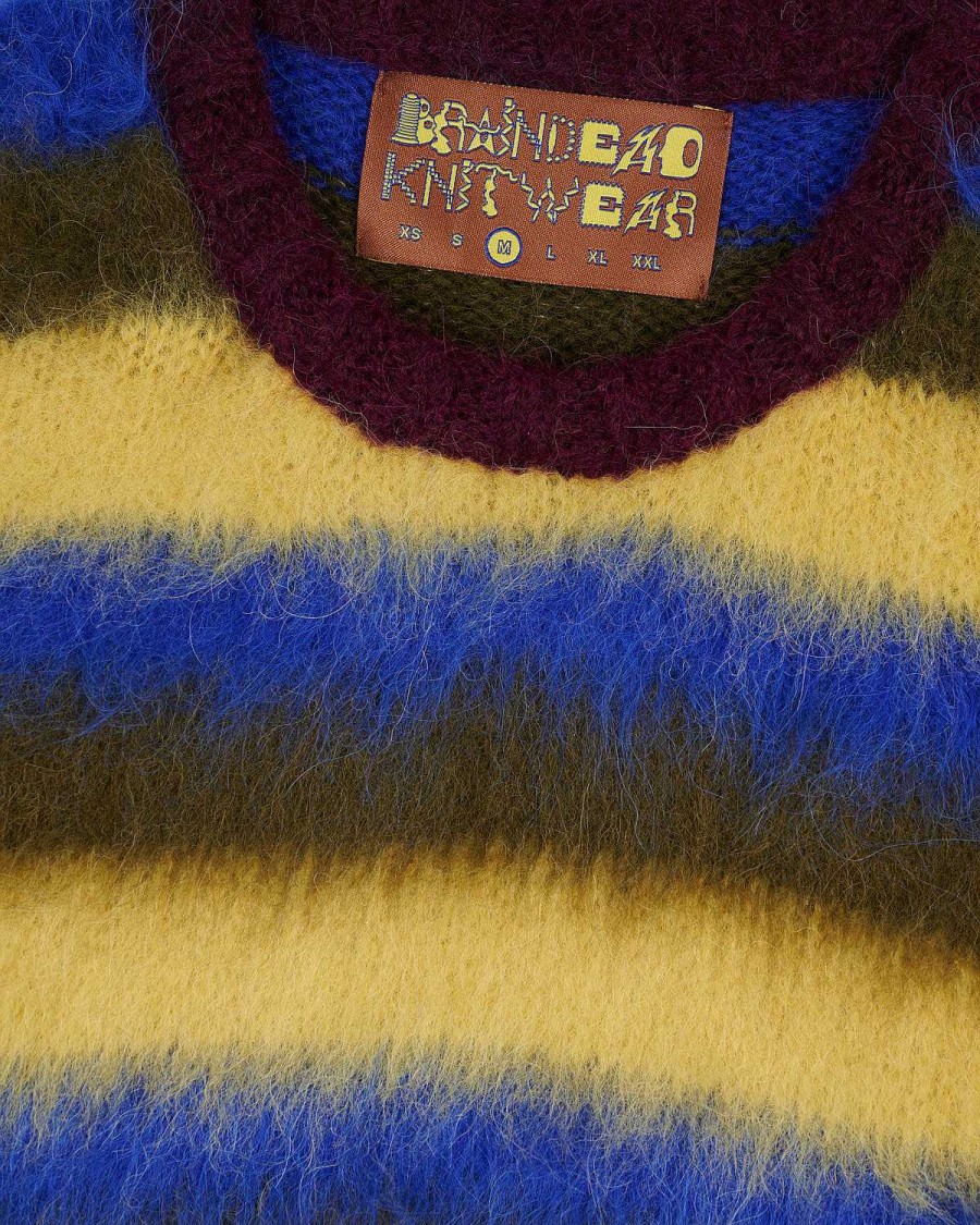 Trui | Brain Dead Blurry Lines Alpaca Crewneck Sweater Yellow Multi