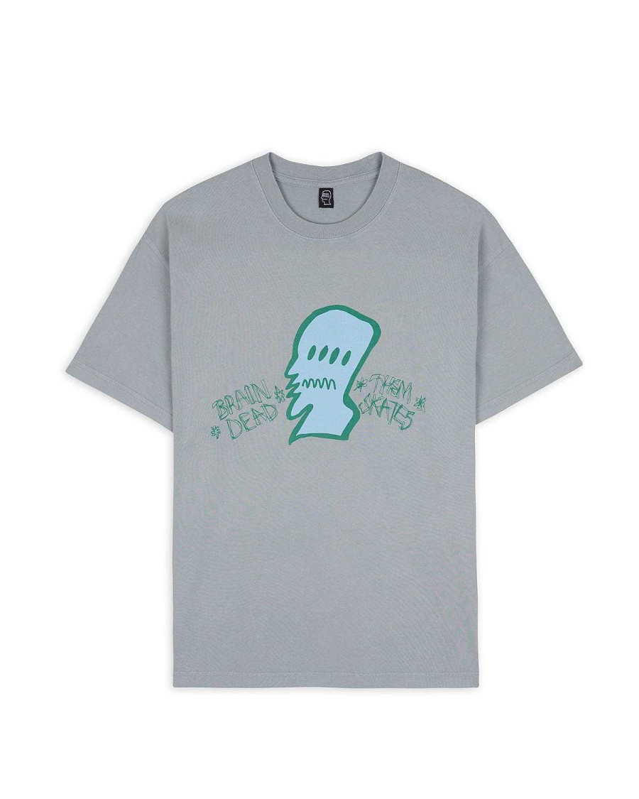 T-Shirt | Brain Dead 4 Dot Logo Head T-Shirt Blue