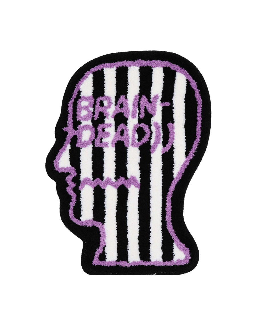 Tapijt | Brain Dead Logo Head Striped Rug Black/White