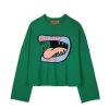 Trui | Brain Dead Big Bite Oversized Cropped Boxy Sweater Green