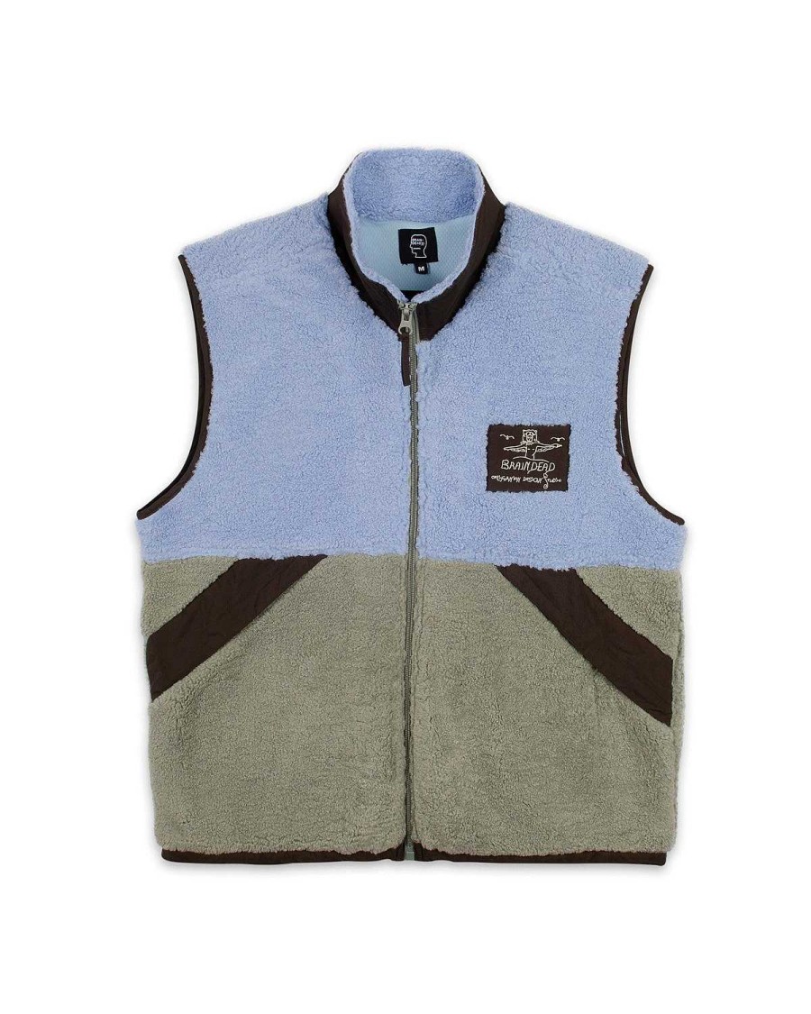 Vest | Brain Dead Climbing Californian Paneled Sherpa Vest Blue/Seafoam