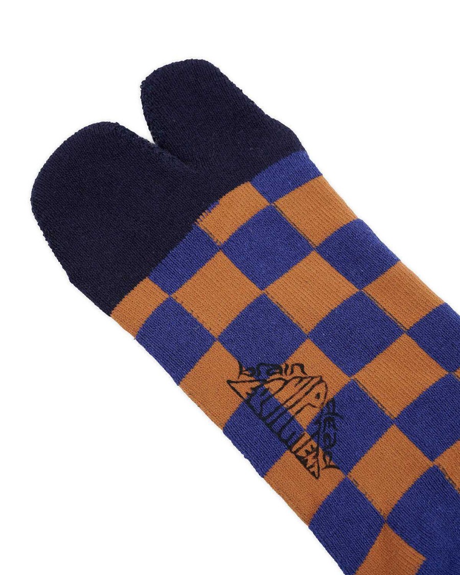 Sokken | Brain Dead Tabi Checker Ankle Sock Navy