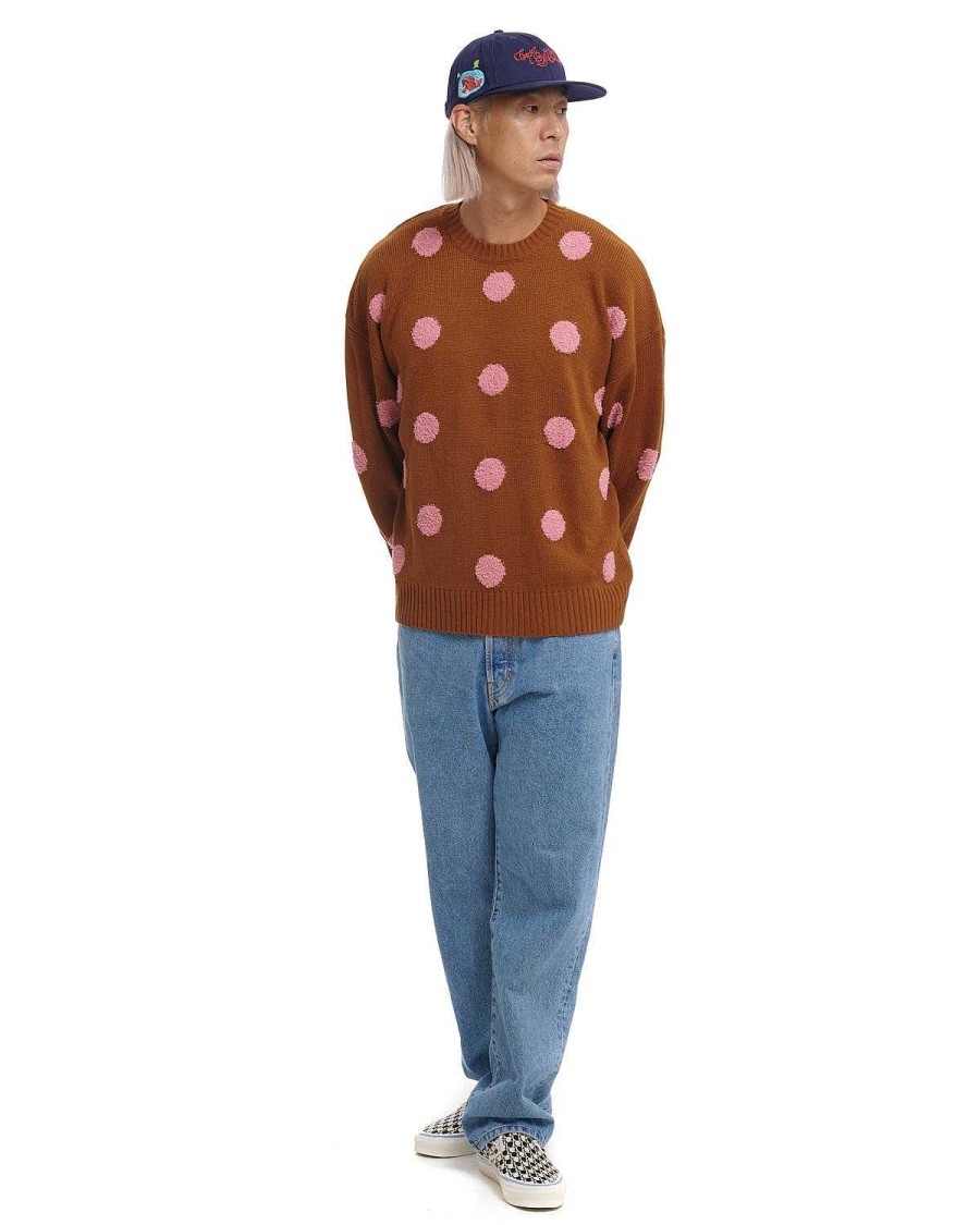 Trui | Brain Dead Polka Pile Crewneck Sweater Light Brown