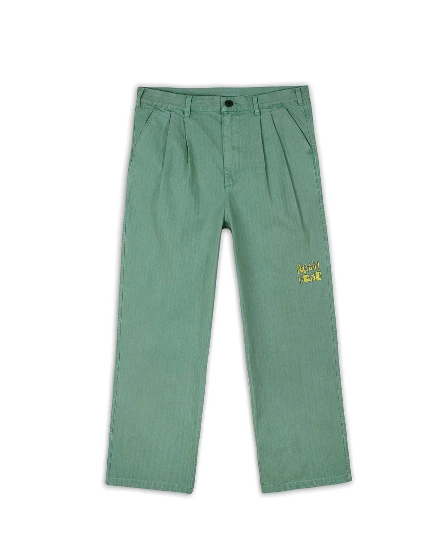 Hijgen | Brain Dead Connections Herringbone Pant - Putty Putty Green