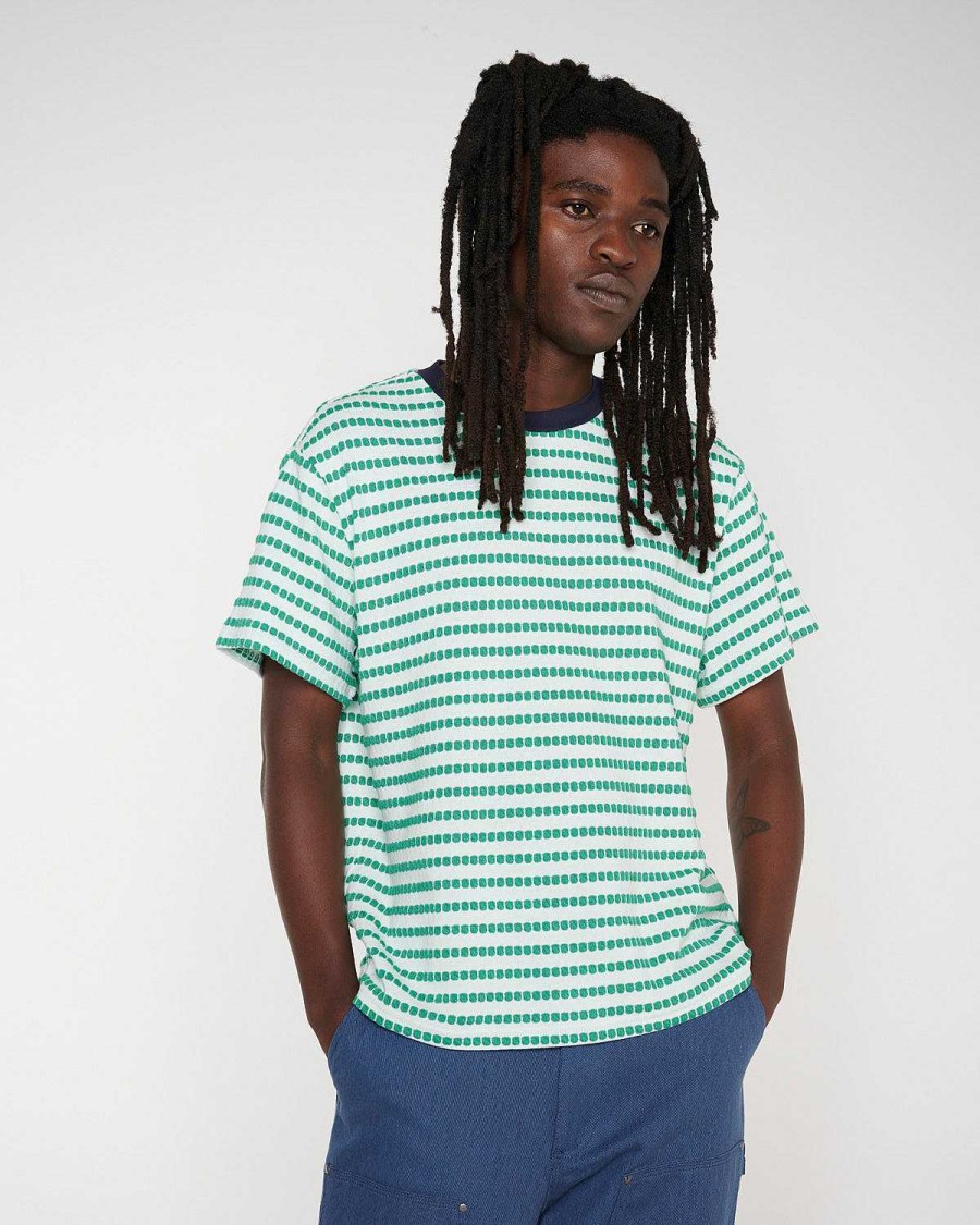 T-Shirt | Brain Dead Raised Dot Striped T-Shirt Seafoam