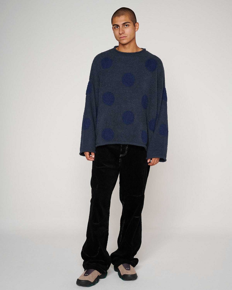 Trui | Brain Dead Teddy Fur Dot Knit Sweater Navy