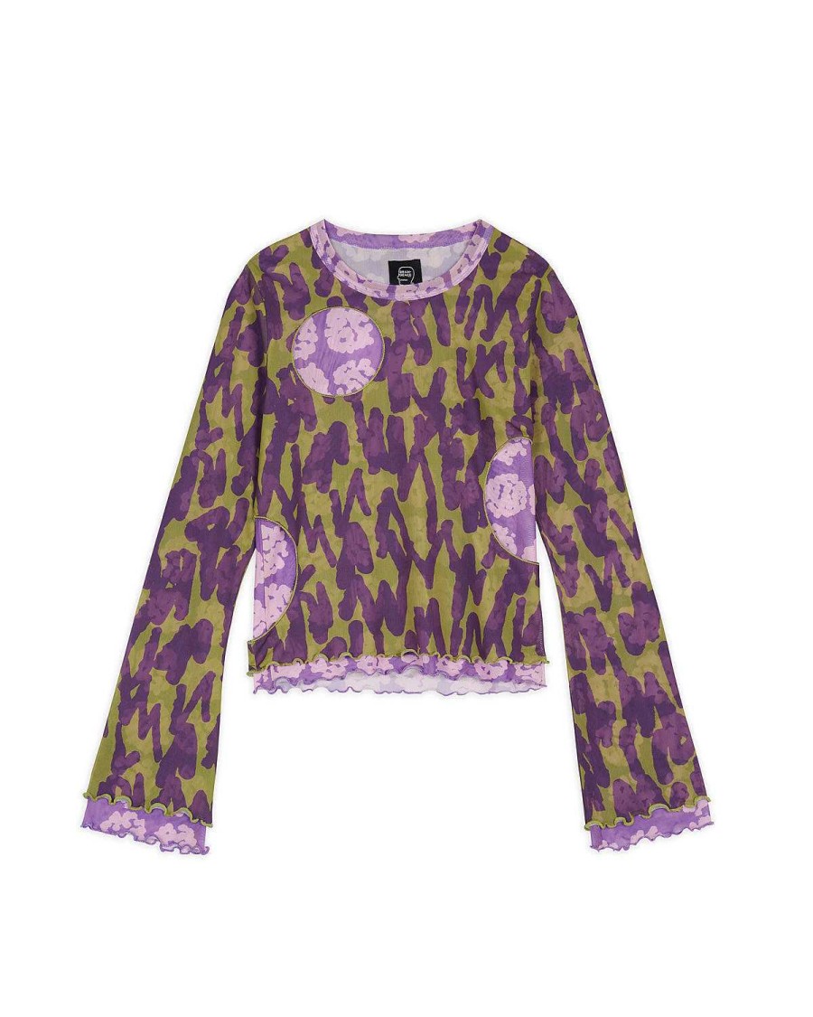 Lange Mouw | Brain Dead Yumiko Layered Hyper Mesh Top Purple