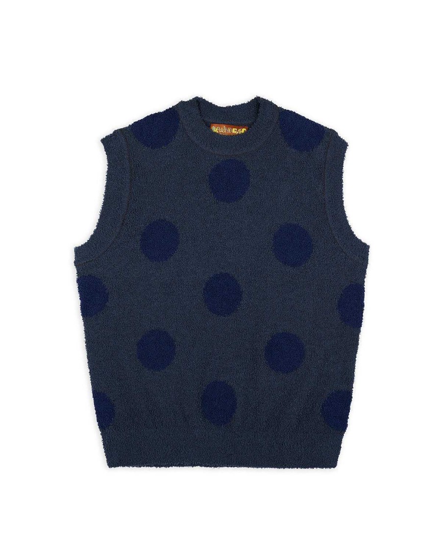 Vest | Brain Dead Teddy Fur Dot Knit Vest Navy