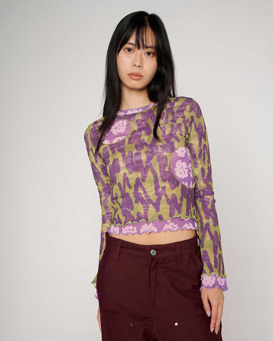 Lange Mouw | Brain Dead Yumiko Layered Hyper Mesh Top Purple