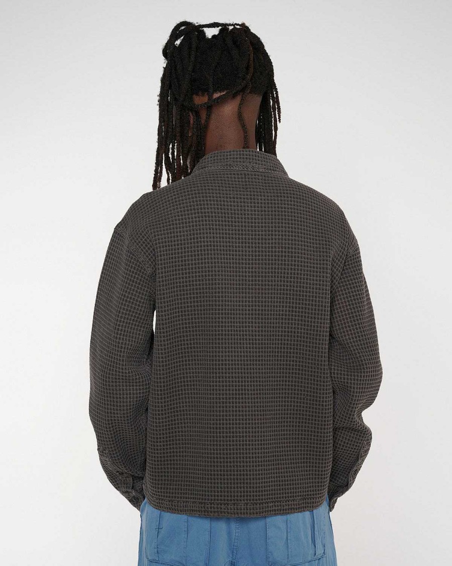 Shirt | Brain Dead Waffle Button Front Shirt Charcoal