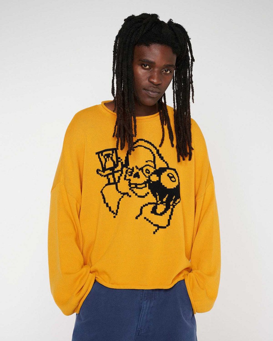 Trui | Brain Dead Tough Luck Oversized Boxy Sweater Mustard