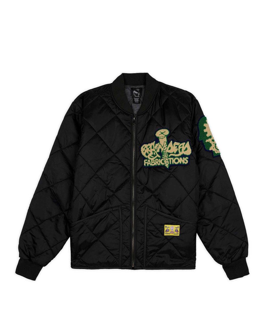 Jasje | Brain Dead Dickies Chenille Patch Quilted Bomber Jacket Black