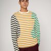 Lange Mouw | Brain Dead Organic Paneled Stripe Long Sleeve T-Shirt Cream Multi