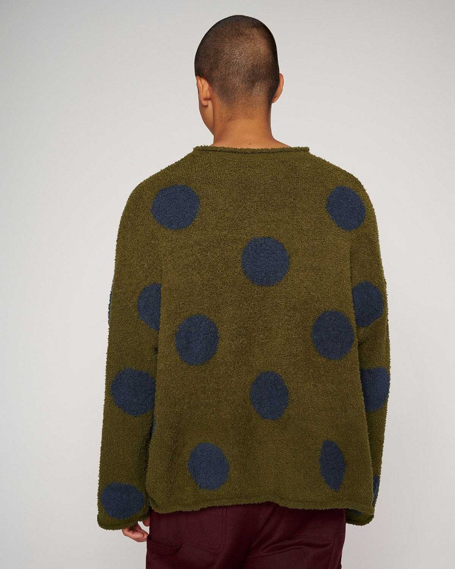 Trui | Brain Dead Teddy Fur Dot Knit Sweater Olive