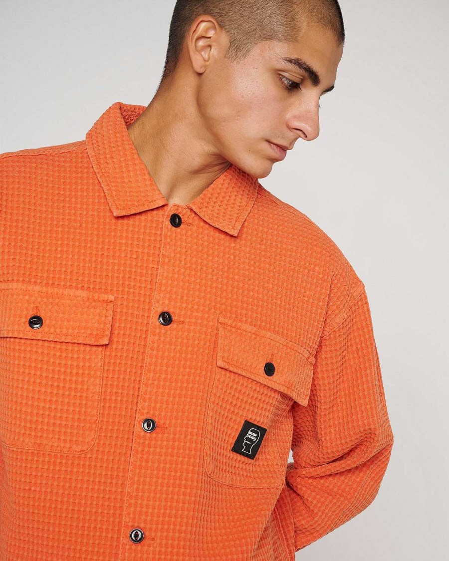 Shirt | Brain Dead Waffle Button Front Shirt Terracotta