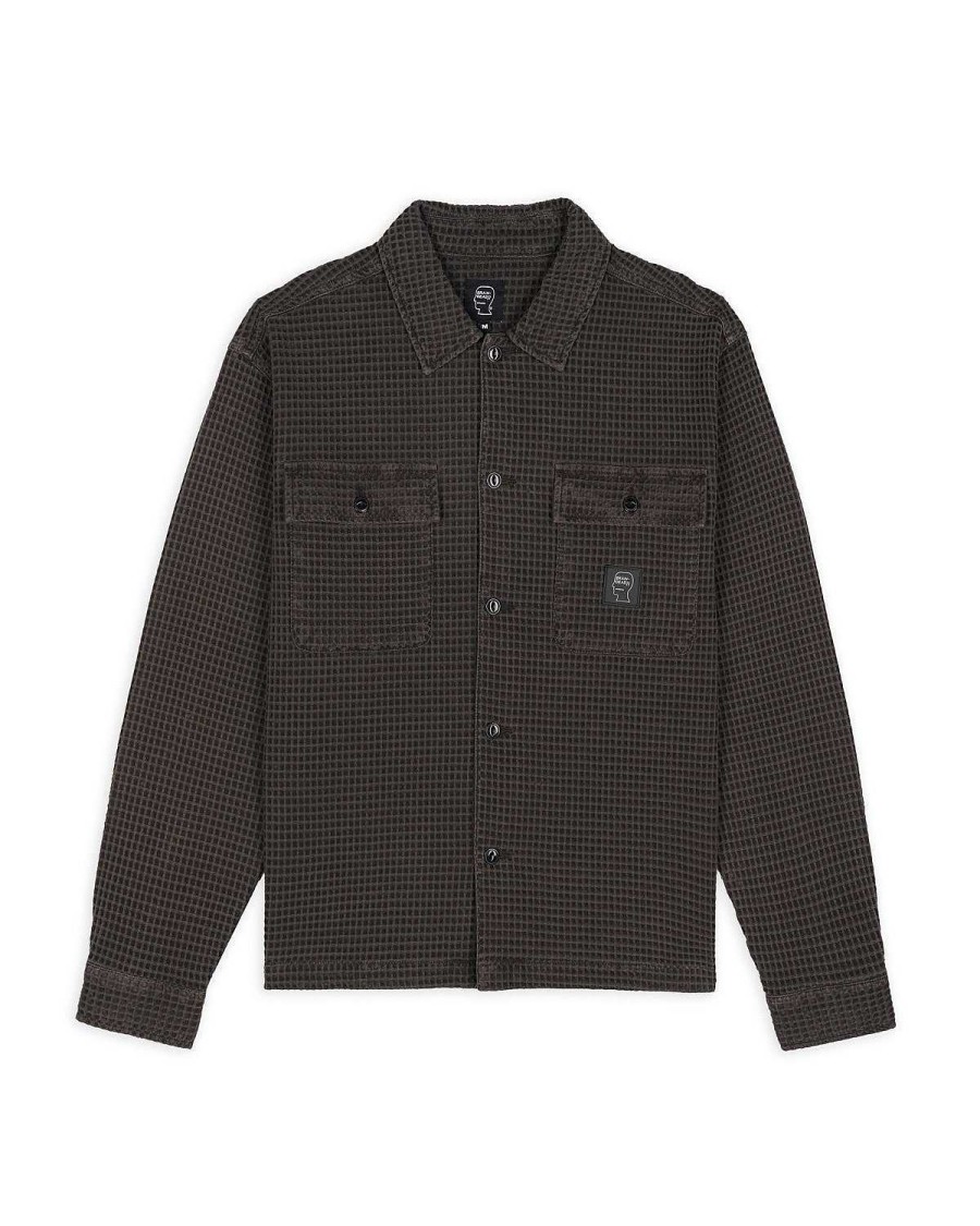 Shirt | Brain Dead Waffle Button Front Shirt Charcoal