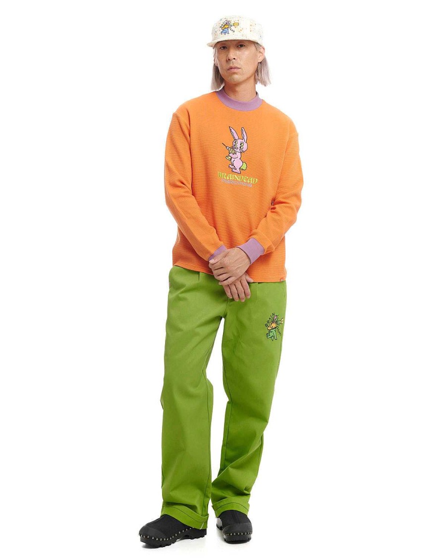 Lange Mouw | Brain Dead Dickies Bunny Drill Embroidered Waffle Mockneck Long Sleeve Burnt Orange