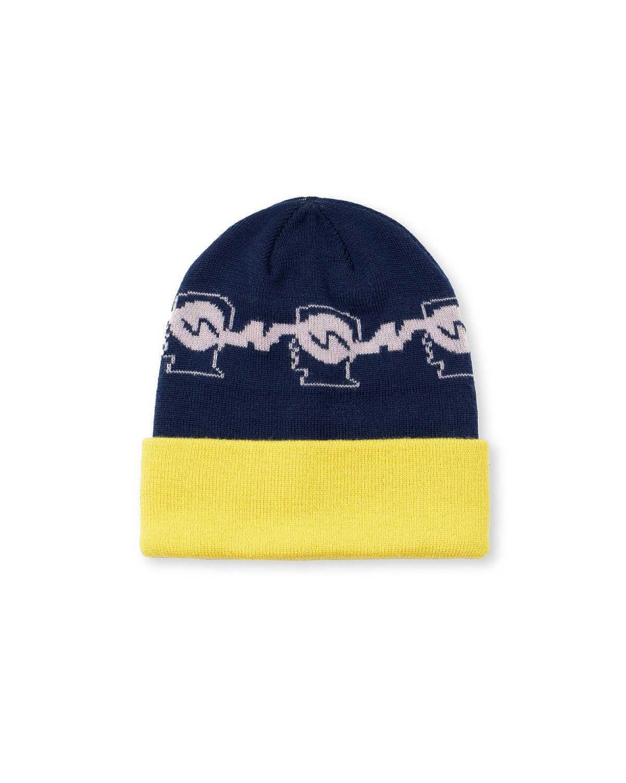 Hoed | Brain Dead Running Logo Head Wool Beanie Navy