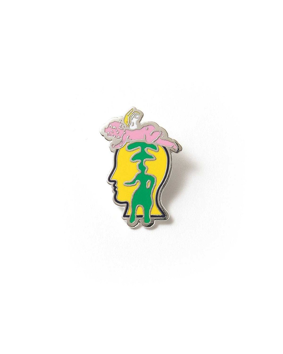 Pin | Brain Dead Angel Head Enamel Pin Yellow/Multi