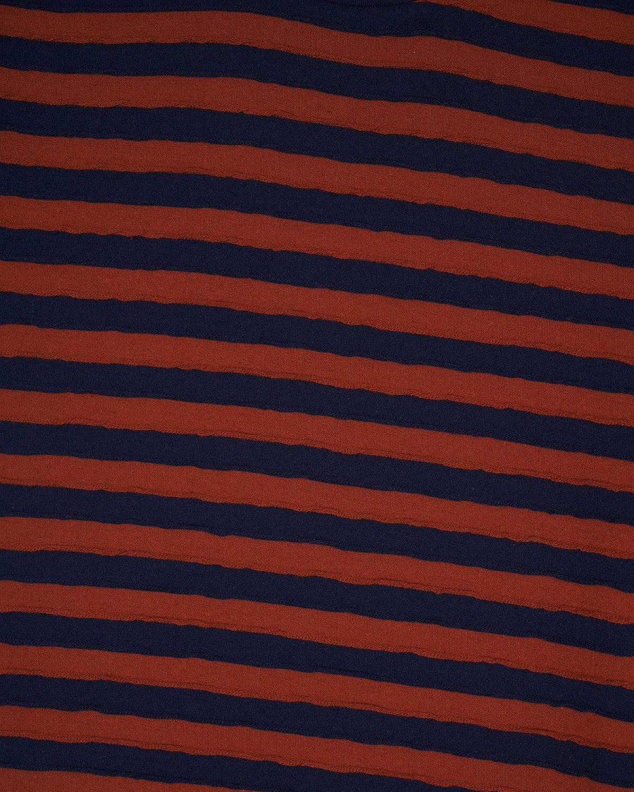 T-Shirt | Brain Dead Denny Blaine Striped T-Shirt Navy/Light Brown