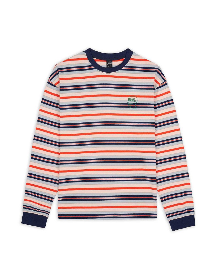 Lange Mouw | Brain Dead 92 Striped Long Sleeve Navy Multi