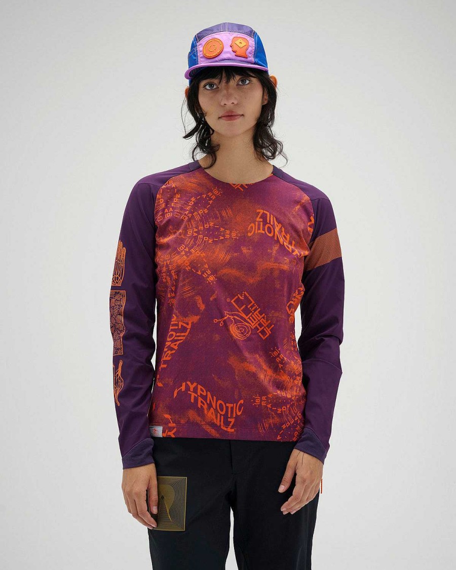 Lange Mouw | Brain Dead Brain Dead X Rapha Women'S Trail Windblock Jersey Dark Purple