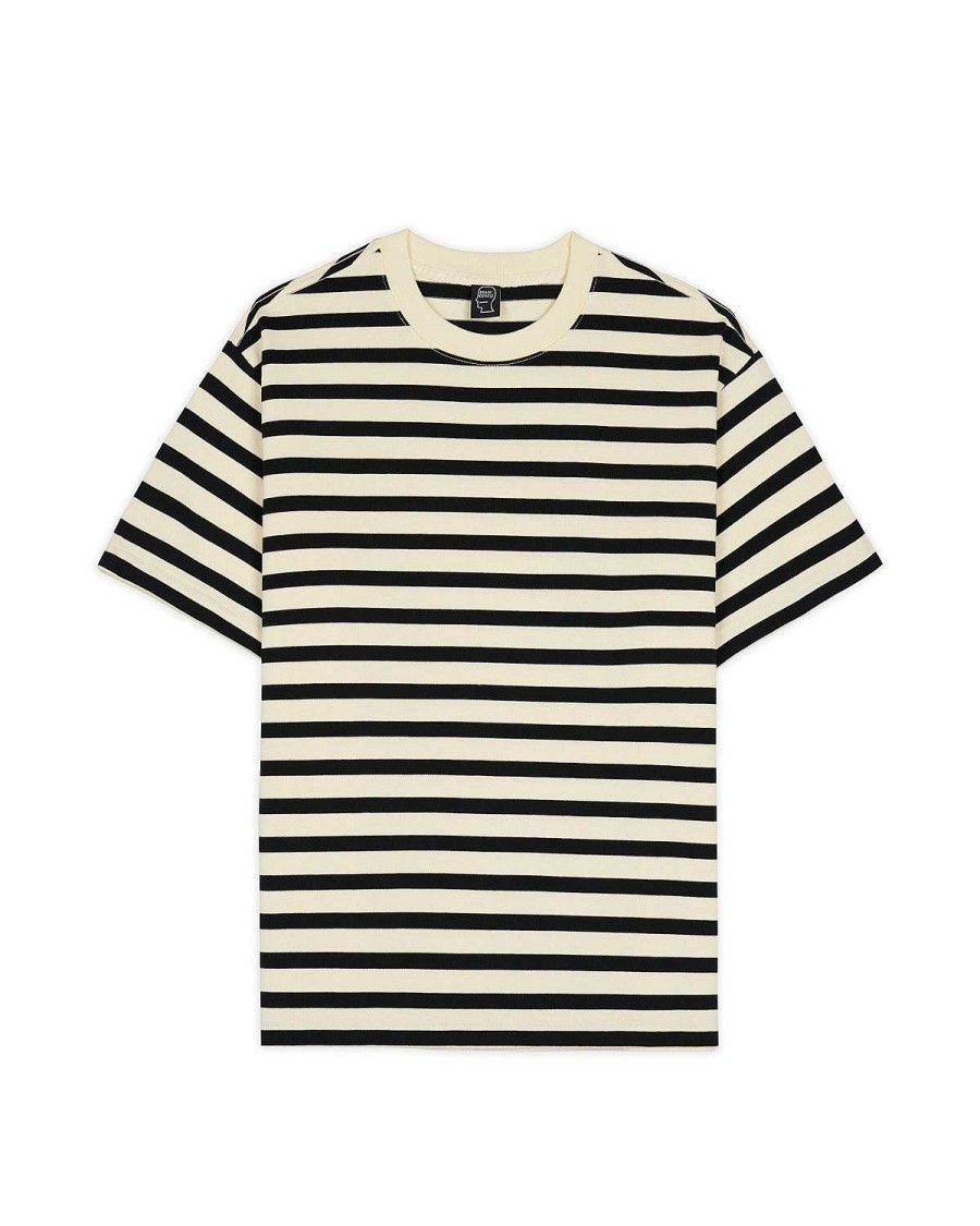 T-Shirt | Brain Dead Organic Striped T-Shirt - Black Black/Natural