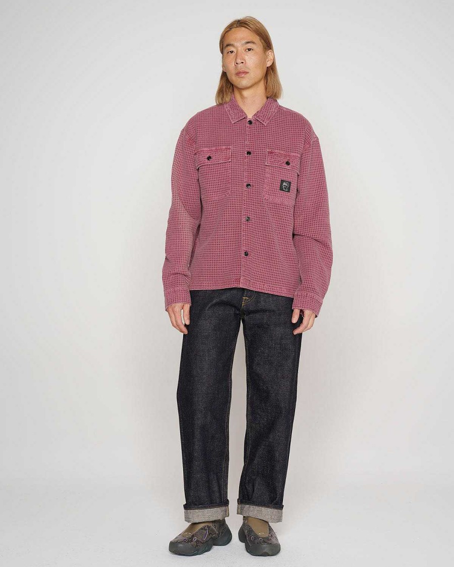 Shirt | Brain Dead Waffle Button Front Shirt Raspberry